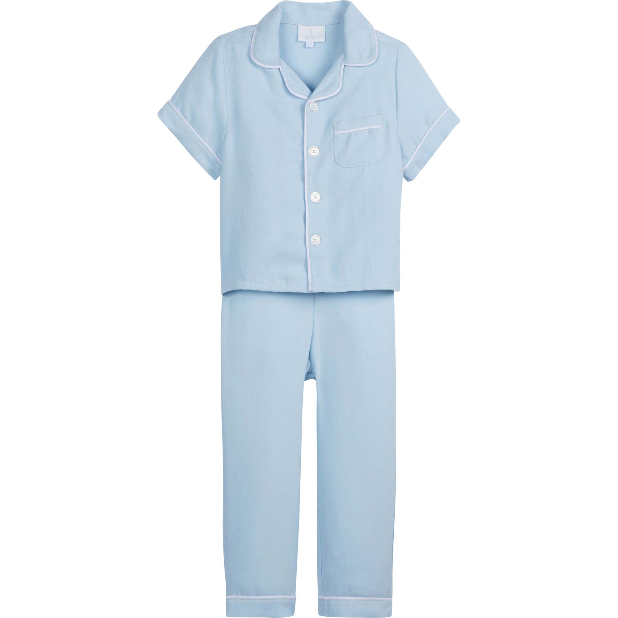 Classic Short Sleeve Pajama Set, Light Blue - Pajamas - 1