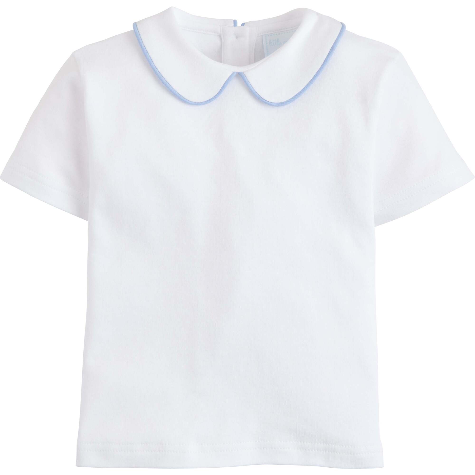 Piped Peter Pan Short Sleeve, Light Blue - Shirts - 1