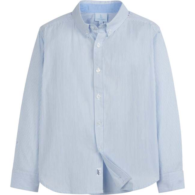 Button Down Shirt, Light Blue Thin Stripe