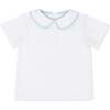 Teddy Peter Pan, Classic White with Bailey's Bay Blue Trim - Shirts - 1 - thumbnail