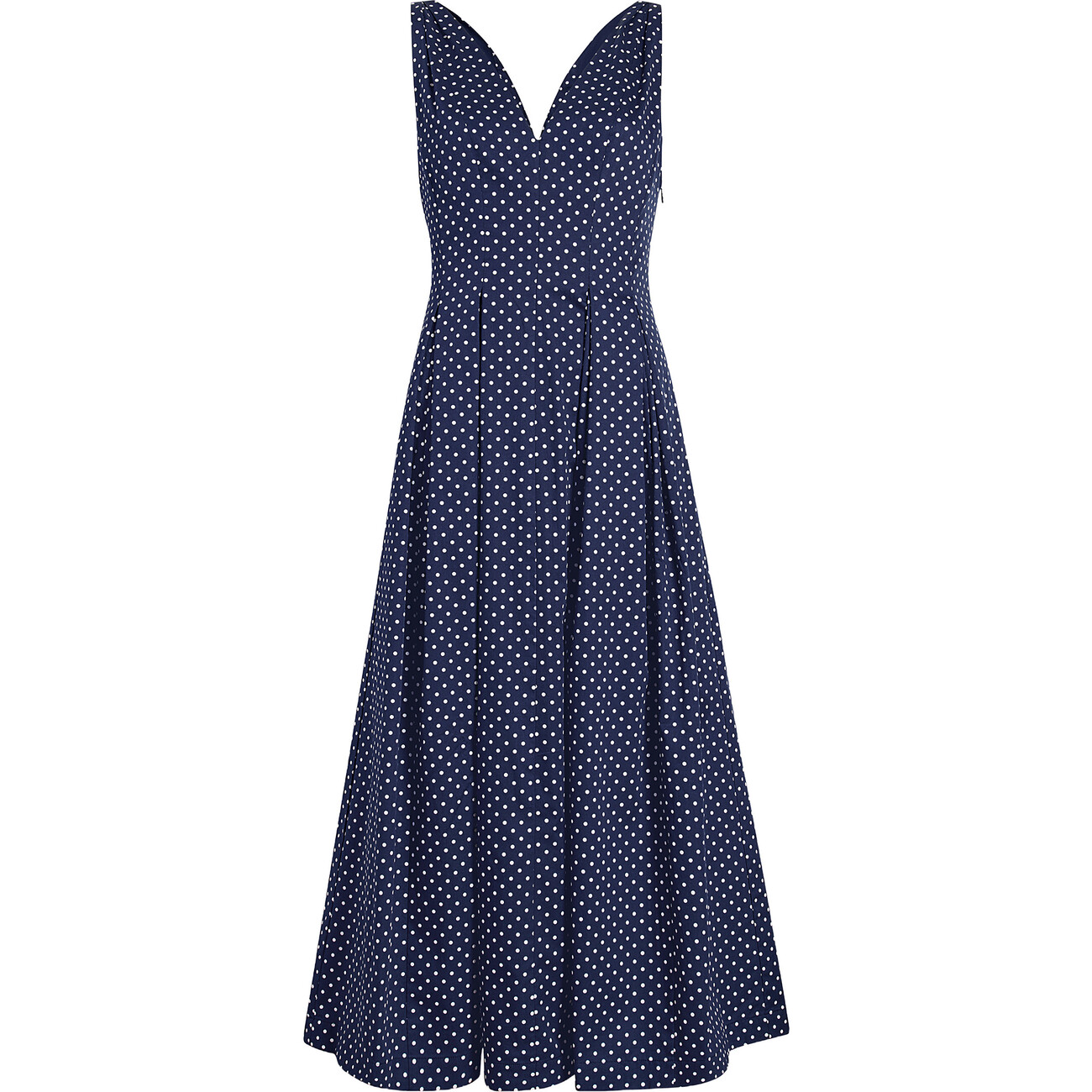 Women's Jacqueline Cotton Sateen Polka Dot Dress, Navy - Hill