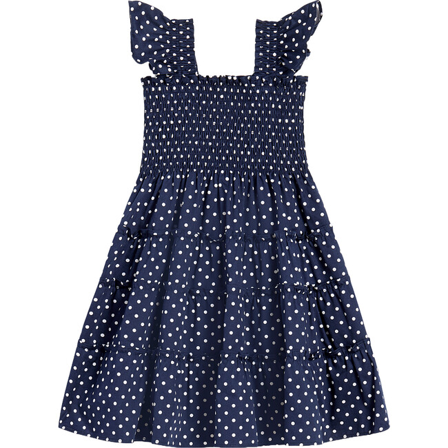 Cotton Dress with Collar - Cream/navy blue - Kids