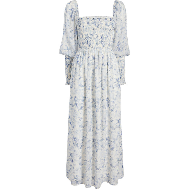 Women's Grace Georgette Pressed Flowers Maxi Nap Dress, Blue