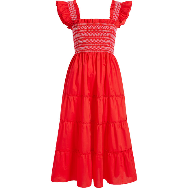 Women's Ellie Cotton Poplin Contrast Stitch Nap Dress, Poppy Red