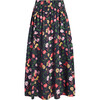 Women's Delphine Cotton Poplin Peony Bouquet Print Nap Skirt, Navy & Multicolors - Skirts - 1 - thumbnail