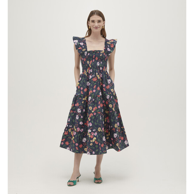 Women's Ellie Cotton Sateen Peony Bouquet Print Nap Dress, Navy & Multicolors - Dresses - 2