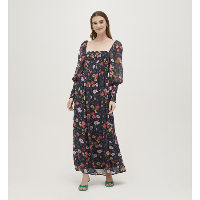 Women's Grace Georgette Peony Bouquet Print Maxi Nap Dress, Navy & Multicolors - Dresses - 2