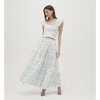 Women's Florence Cotton Poplin Peony Bouquet Print Nap Skirt, Blue & Green - Skirts - 2