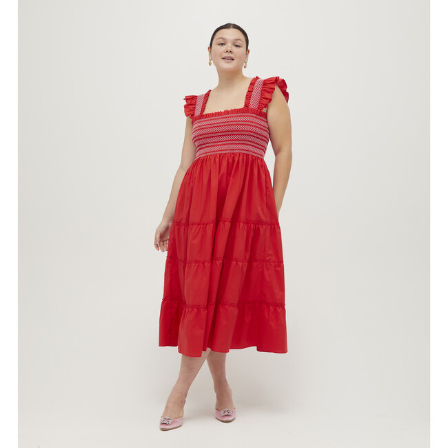 Women's Ellie Cotton Poplin Contrast Stitch Nap Dress, Poppy Red - Dresses - 2