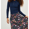 Women's Delphine Cotton Poplin Peony Bouquet Print Nap Skirt, Navy & Multicolors - Skirts - 2