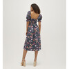 Women's Ophelia Cotton Sateen Peony Bouquet Print Dress, Navy & Multicolors - Dresses - 3