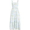 Women's Anjuli Cotton Poplin Peony Bouquet Print Nap Dress, Blue & Green - Dresses - 1 - thumbnail