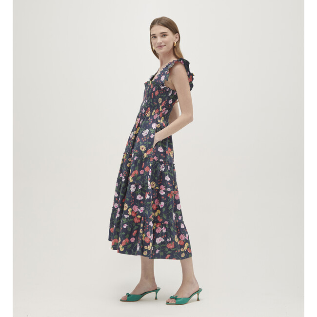 Women's Ellie Cotton Sateen Peony Bouquet Print Nap Dress, Navy & Multicolors - Dresses - 3