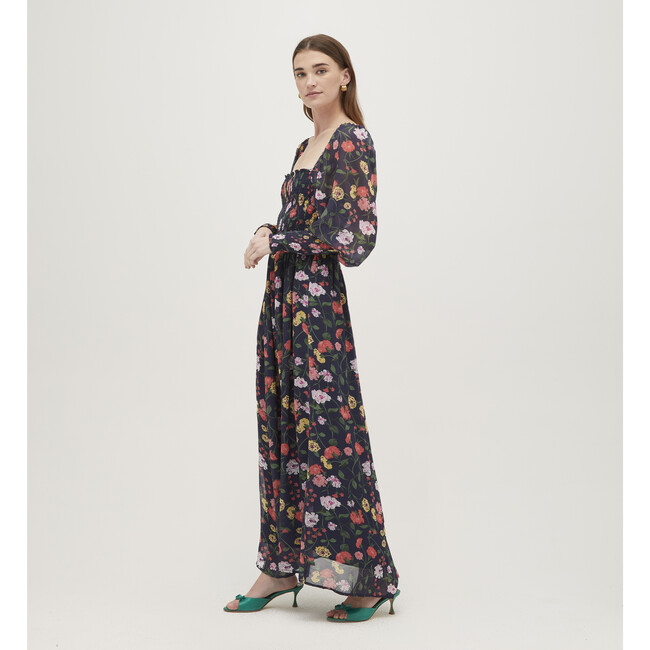 Women's Grace Georgette Peony Bouquet Print Maxi Nap Dress, Navy & Multicolors - Dresses - 3