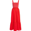 Women's Anjuli Cotton Poplin Contrast Stitch Nap Dress, Poppy Red - Dresses - 1 - thumbnail