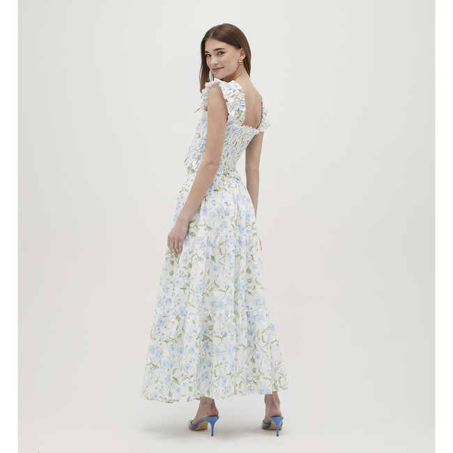 Women's Florence Cotton Poplin Peony Bouquet Print Nap Skirt, Blue & Green - Skirts - 3