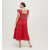 Women's Ellie Cotton Poplin Contrast Stitch Nap Dress, Poppy Red - Dresses - 3