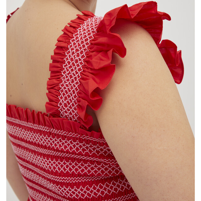 Women's Ellie Cotton Poplin Contrast Stitch Nap Dress, Poppy Red - Dresses - 4