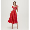 Women's Ellie Cotton Poplin Contrast Stitch Nap Dress, Poppy Red - Dresses - 5