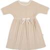 Terry 3/4 Sleeve Dress, Beige - Dresses - 1 - thumbnail