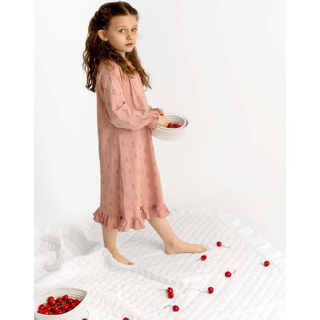 Cherry Print Nightgown, Pink - Nightgowns - 4