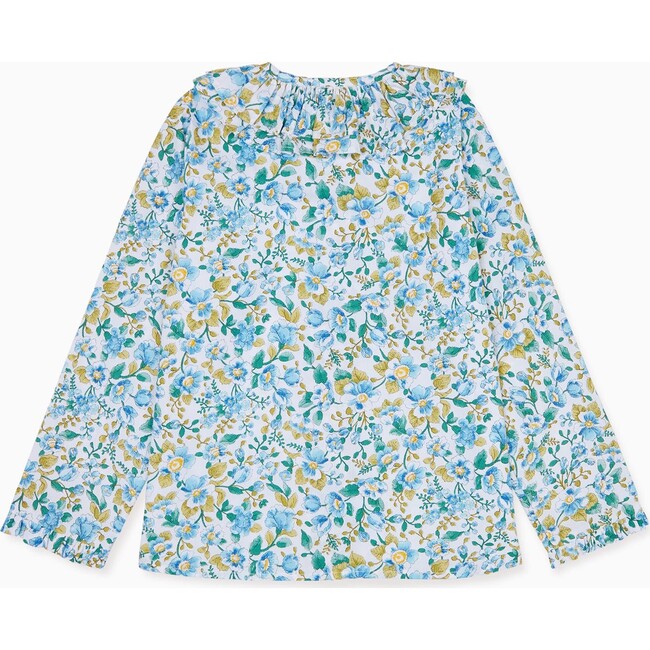 Graciana Cotton Shirt, Blue - Shirts - 3