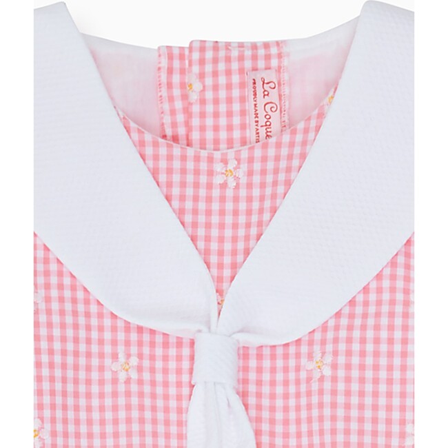 Amelia Embroidered Dress, Pink Gingham - Dresses - 3