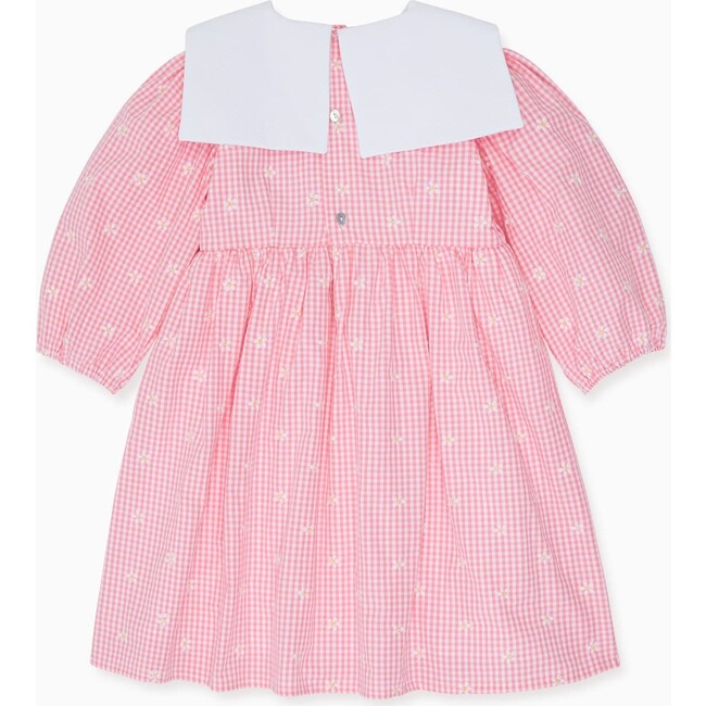 Amelia Embroidered Dress, Pink Gingham - Dresses - 4