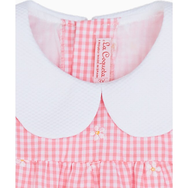 Hestia Embroidered Baby Girl Set, Pink Gingham - Mixed Apparel Set - 3