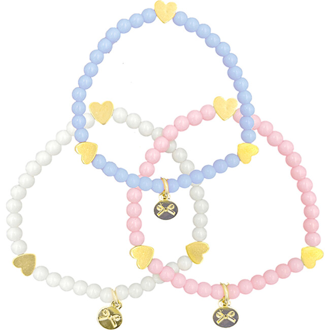 Hearts Bracelet Set, Pink/White/Blue