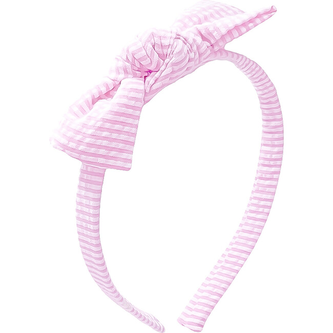 Seersucker Bow Headband, Palmer Pink