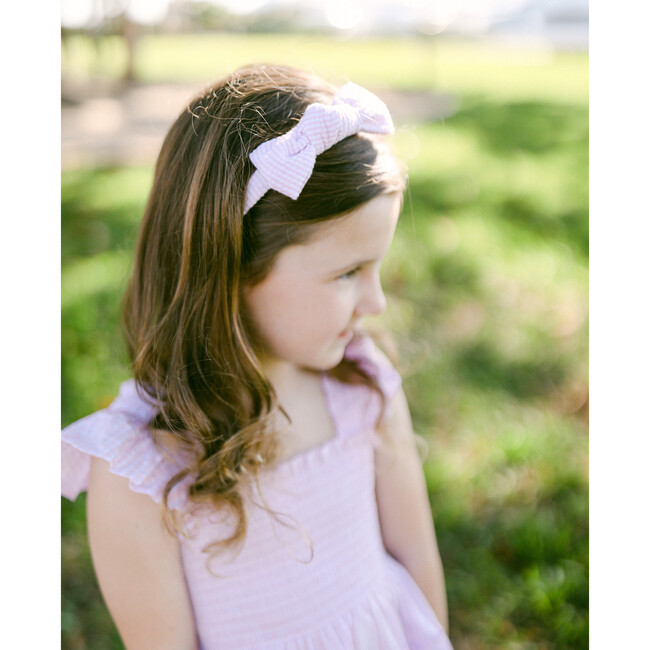 Seersucker Bow Headband, Palmer Pink - Hair Accessories - 2