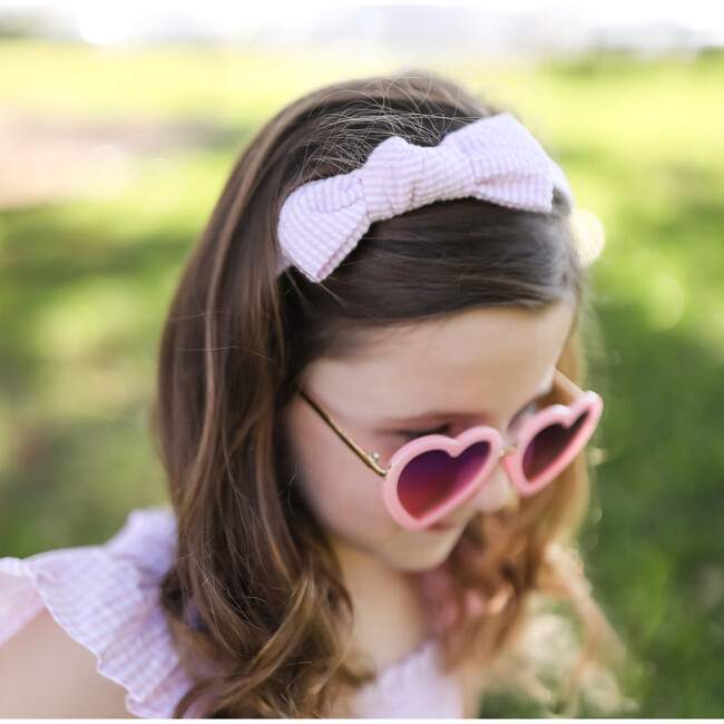 Seersucker Bow Headband, Palmer Pink - Hair Accessories - 4