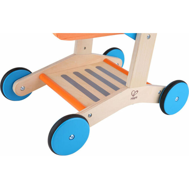 Wooden Shopping Cart in Orange & Blue - Play Food - 3