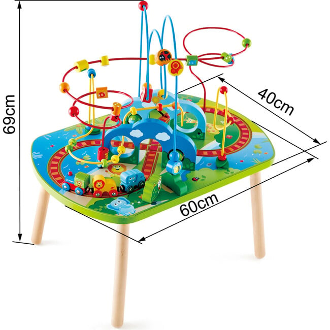 Jungle Adventure Wooden Bead Maze & Railway Track Play Table - Play Tables - 5