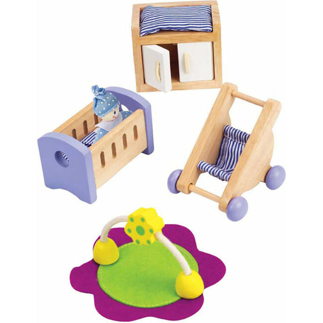 Wooden Dollhouse Furniture Baby's Room Set