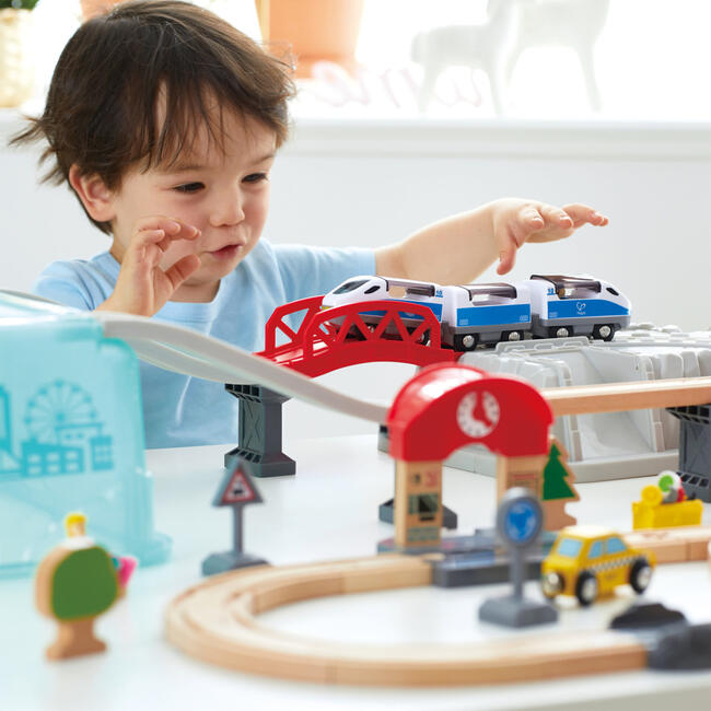 Wooden City Train Railway Bucket Playset, 48 Pieces - Transportation - 4