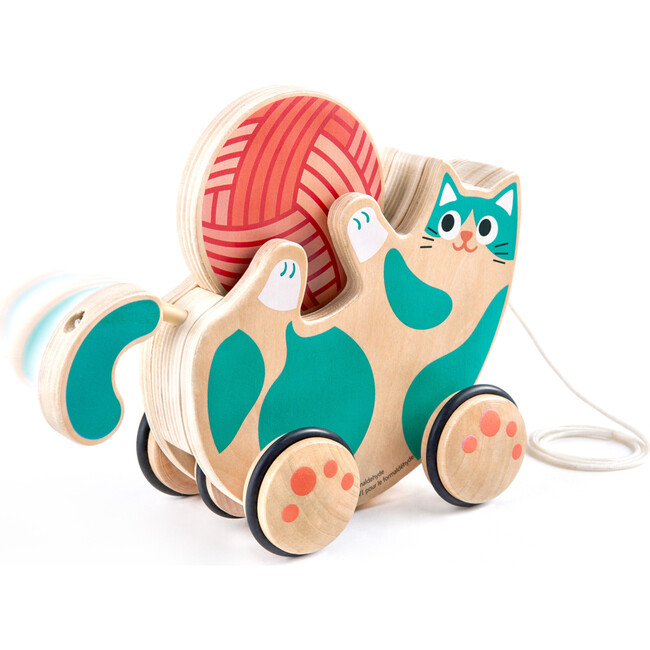 Walk-A-Long Roll & Rattle Kitten in Teal for Toddlers