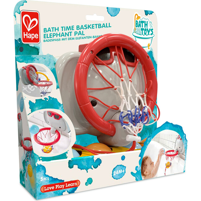 : Elephant Pal Bathtub Basketball Hoop W/ 4 Soft Balls - Bath Toys - 7