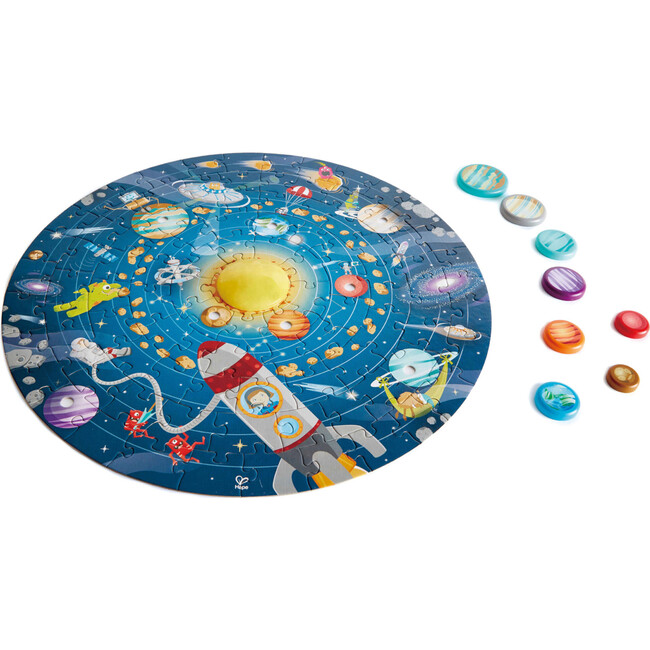 Solar System Round Puzzle, 102 Large Wood Pieces