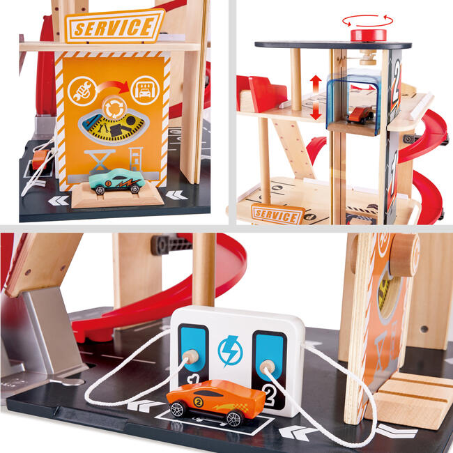 Stunt Garage Wooden High-Rise Car Parking Lot Playset - Transportation - 5