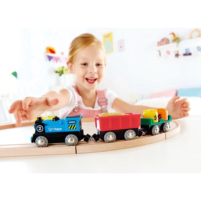 Rolling-Stock Wooden Train Set, Battery Operated - Transportation - 2