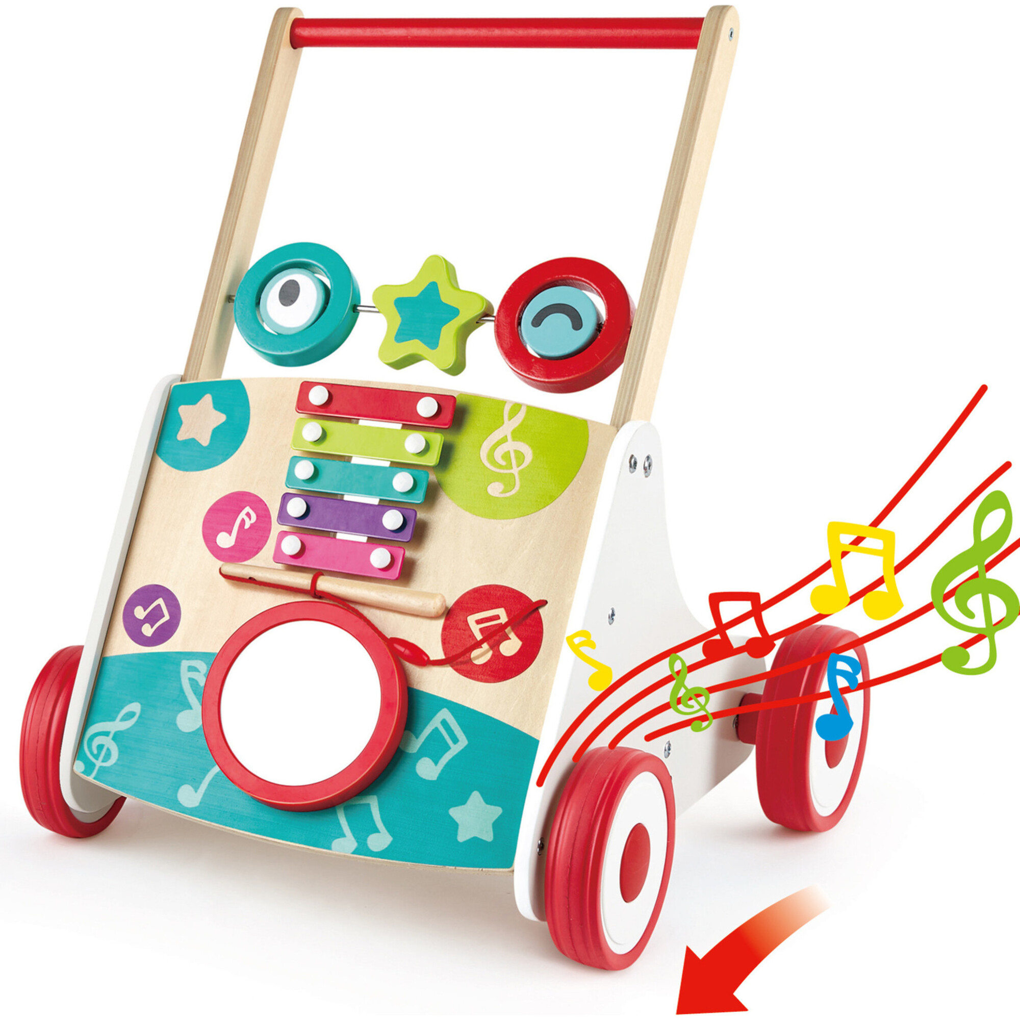 My First Musical Walker Wooden Push & Pull Learning Toy - Musical - 1