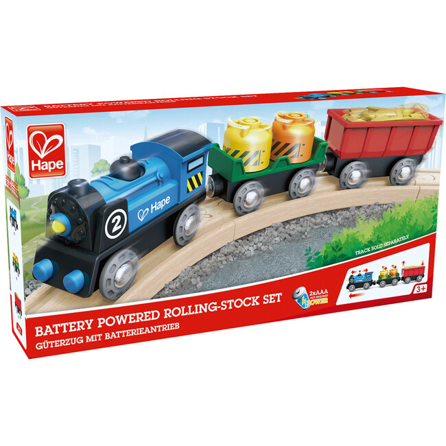 Rolling-Stock Wooden Train Set, Battery Operated - Transportation - 4