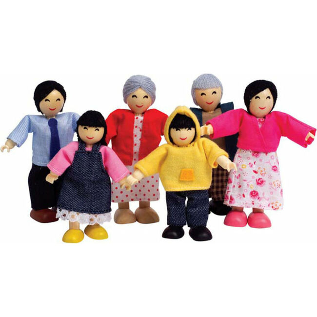 Happy Family Dollhouse Set W/ 6 Asian Dolls