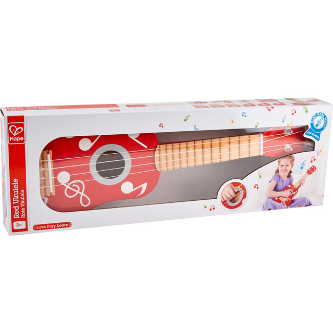 Kid's Wooden 21" Toy Ukulele in Red for Toddlers - Musical - 6