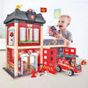 City Fire Station Dollhouse Wooden Playset, 13 Pieces - Dollhouses - 4