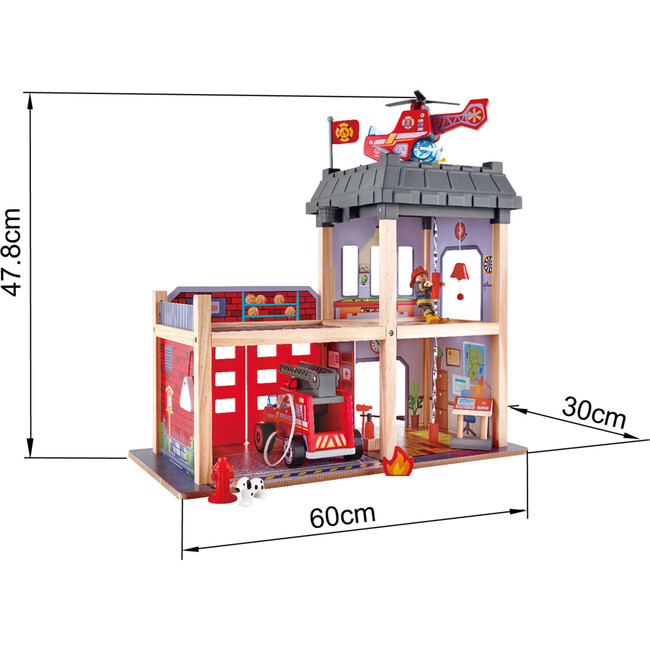 City Fire Station Dollhouse Wooden Playset, 13 Pieces - Dollhouses - 5