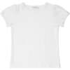 White Pointelle Puff Sleeve Shirt - T-Shirts - 1 - thumbnail