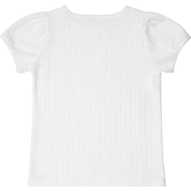 White Pointelle Puff Sleeve Shirt - T-Shirts - 5